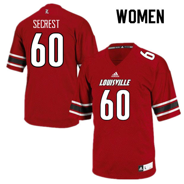 Women #60 Sam Secrest Louisville Cardinals College Football Jerseys Sale-Red